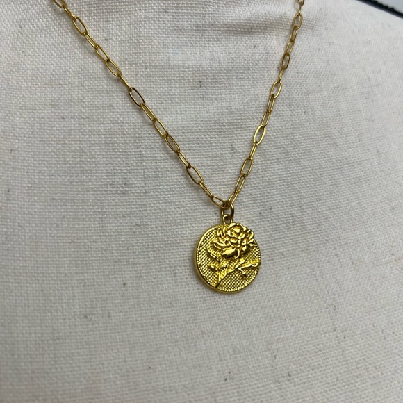 Plunder Gold Necklace with Rose Pendant - Picture 2 of 4